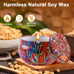 Scented Candles Gift Set, 9pcs Travel Tin Candle Portable Relaxing Aromatherapy Candle Smokeless with Natural Soy Wax