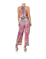 Draped Front Bodice Jumpsuit w/ Neck Tie