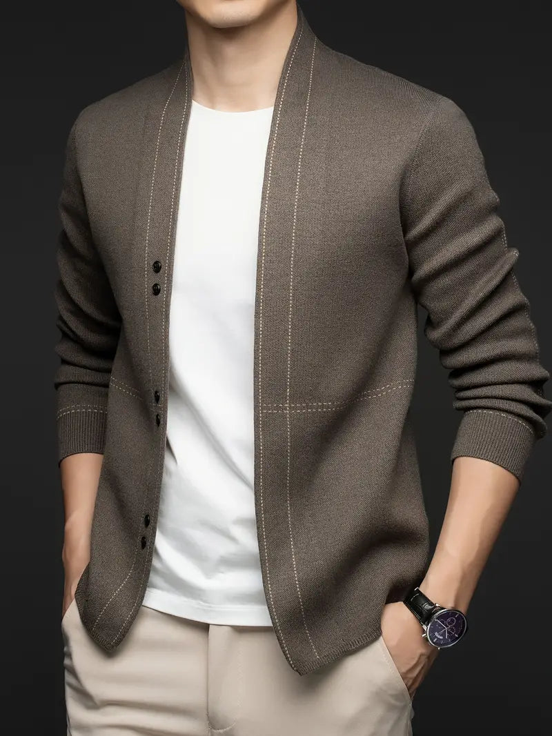 Men's Wool-Blend Striped Cardigan