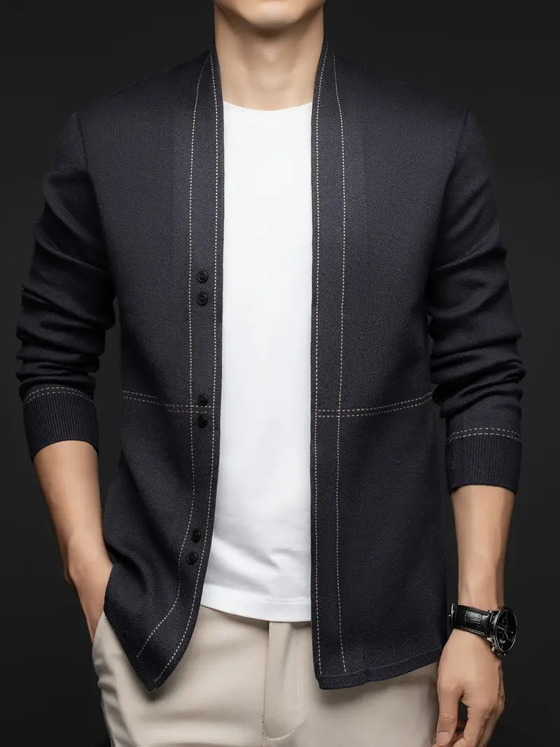 Men's 100% Wool V-Neck Jacket