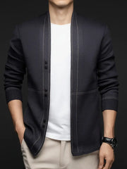 Men's 100% Wool V-Neck Jacket