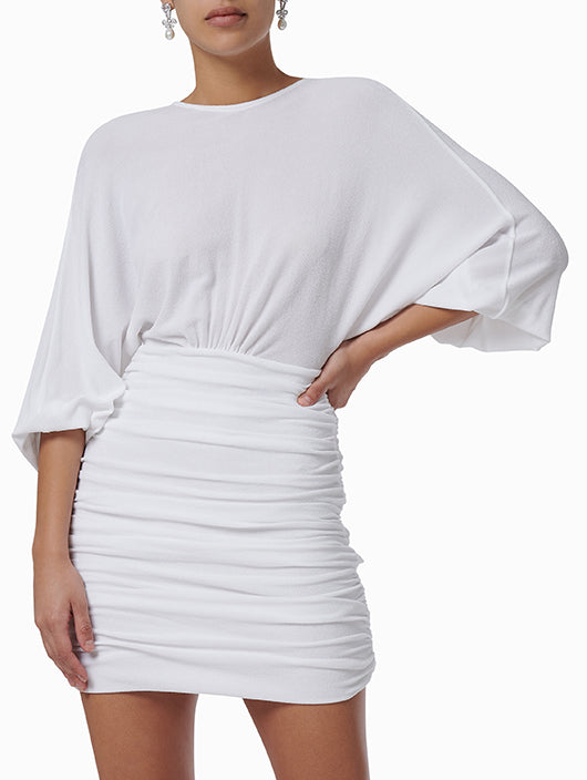 Ruched Detail V-Back Mini Dress