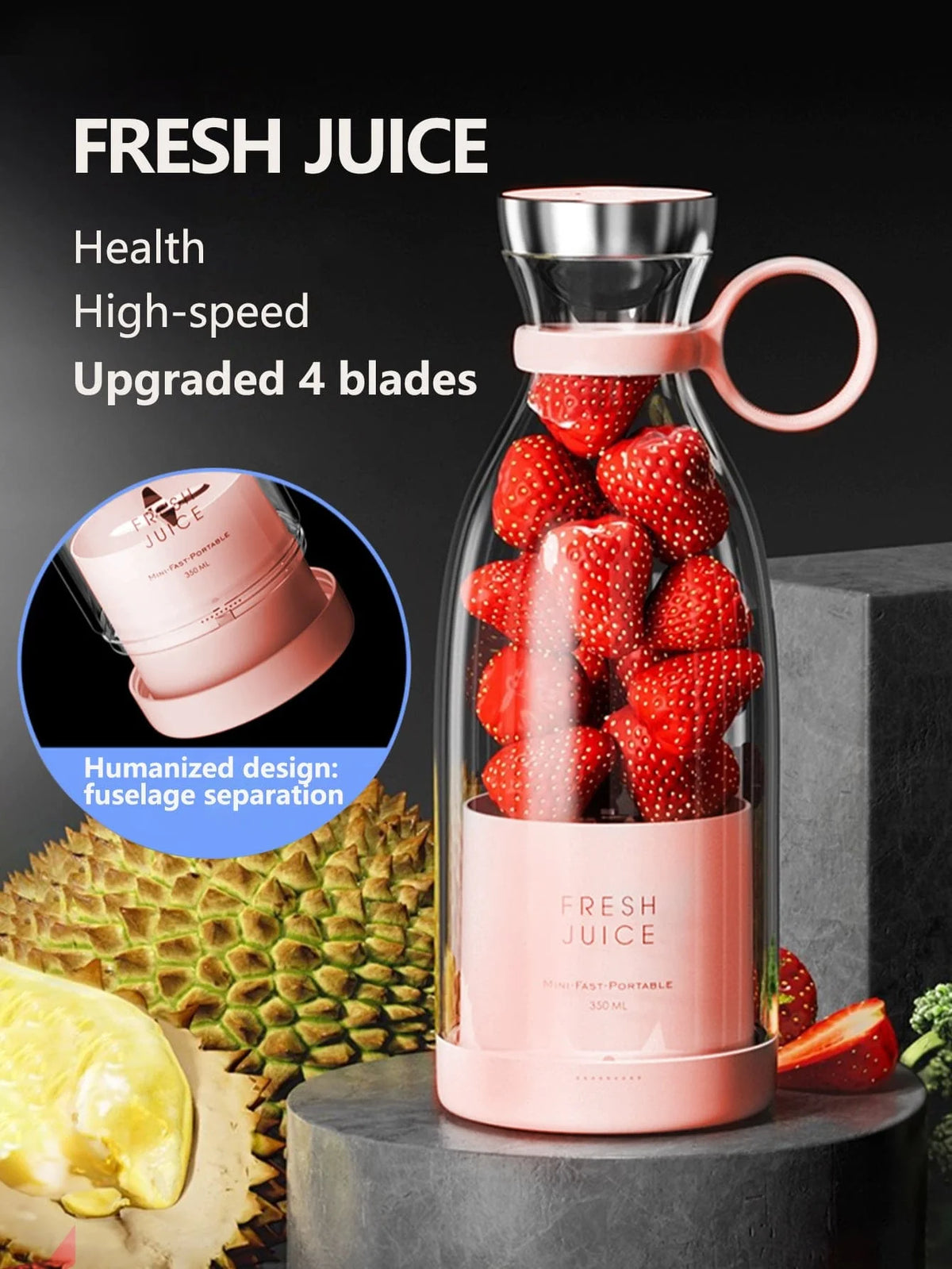 Portable blender 1500 mah battery with wireless charging