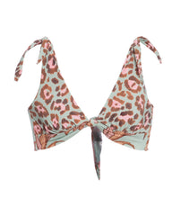 Mixed Print Knotted Bikini Top