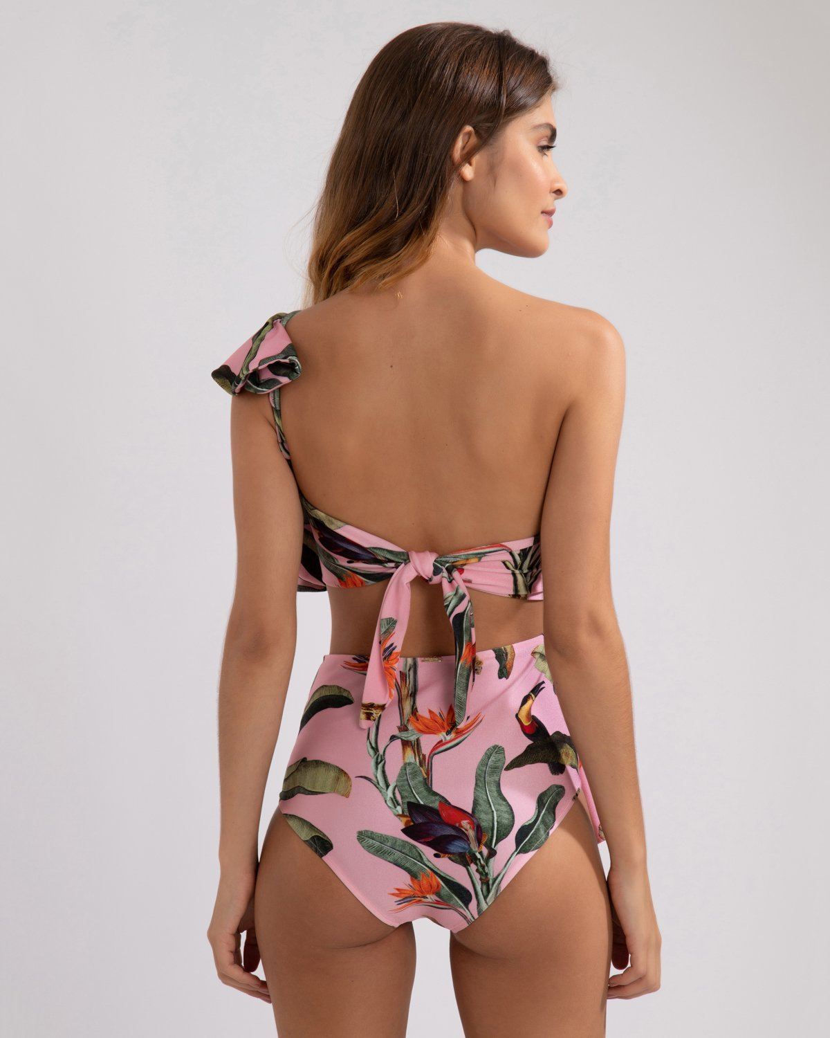 Tropical Print One Shoulder Swimsuit