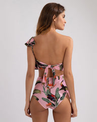 Tropical Print One Shoulder Swimsuit