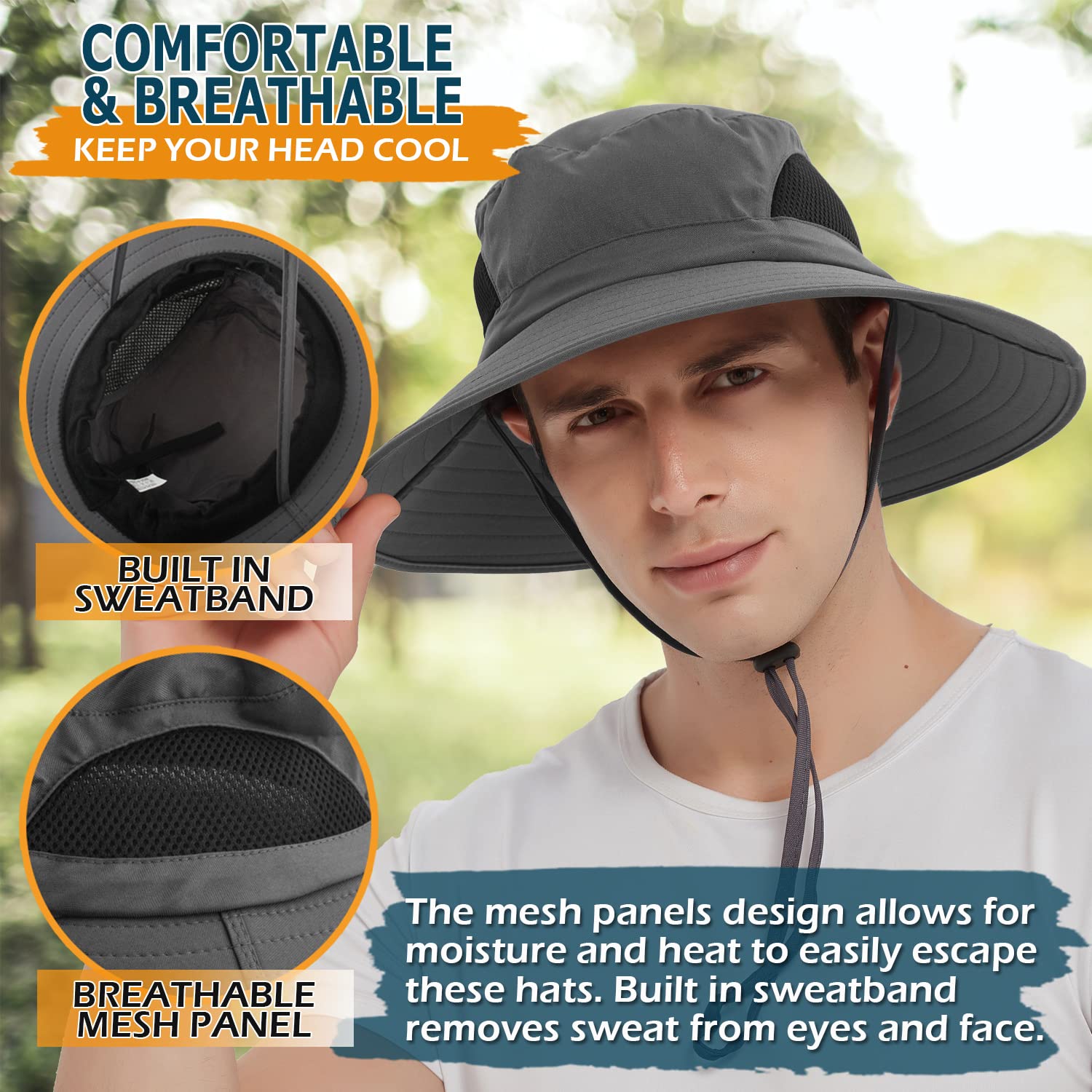 Waterproof Wide Brim Bucket Hat UV Protection